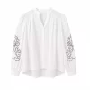 Embroidery Shirt - White/Marron