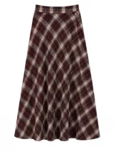 Check Skirt Long - Bordeaux