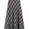Check Skirt Long - Grey
