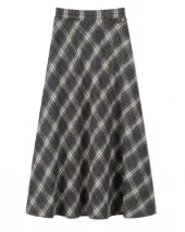Check Skirt Long - Grey
