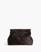 Clay Clutch Leather - Snake Chocolate