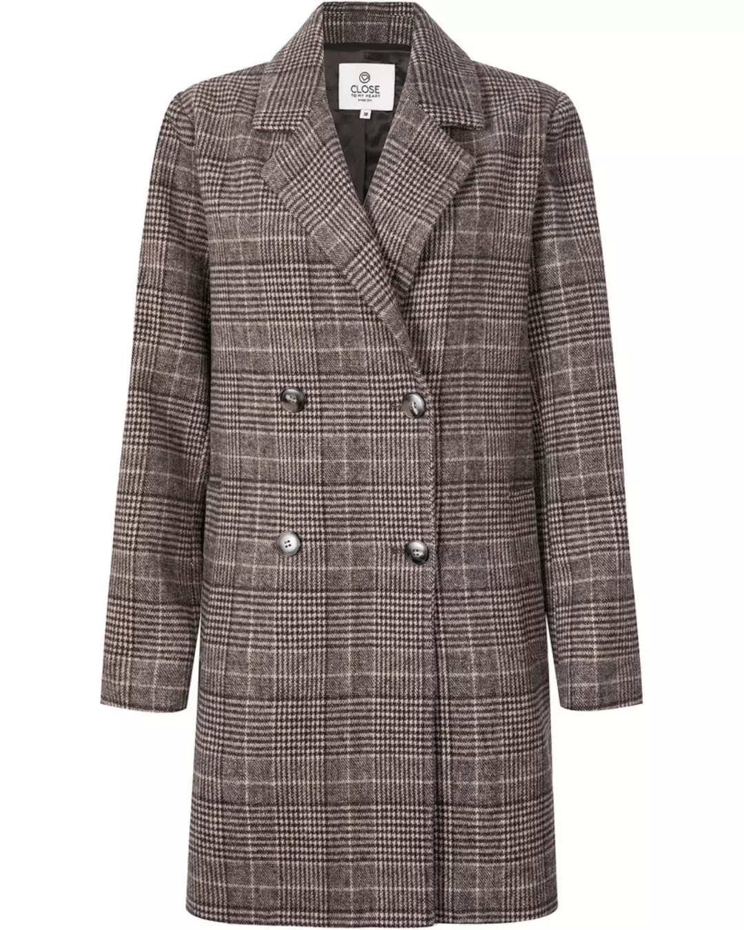 Madison Check Coat - Brown