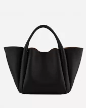 Large Satchel Bag Cowhide - Black