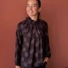 Silkebluse Elise - Brown Print