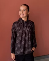Silkebluse Elise - Brown Print
