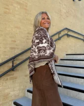 Charlene trekantskjerf m/frynser - Brown