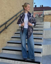 Charlene trekantskjerf m/frynser - Navy