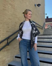 Charlene trekantskjerf m/frynser - Black