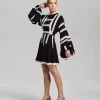 Litarv Dress - Black w/Ivory
