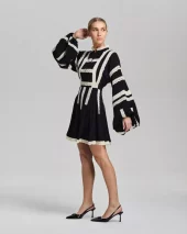 Litarv Dress - Black w/Ivory