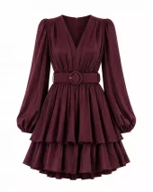 Abina Satin Dress - Bordeaux