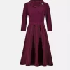Knee-length A-line Dress - Elderberry