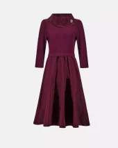Knee-length A-line Dress - Elderberry