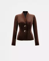Velvet Fitted Blazer - Mahogany