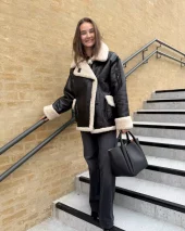 BJ Bonded Fur Jacket  - Dark Brown/Cream