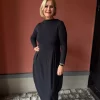 Dress Long Wipleats & High Neck - Caviar