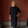 Dress Loose Long W/Draped Neck - Midnight Melange