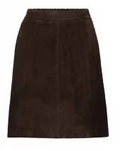 Short Suede Leather Skirt - Brown