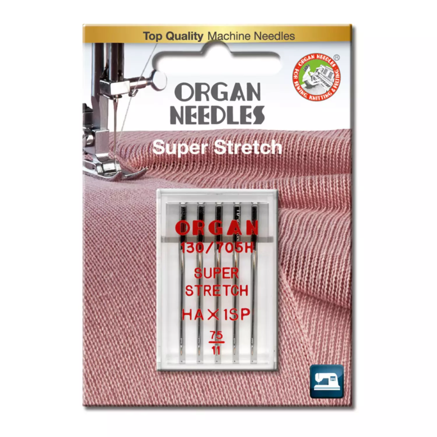 Overlocknåler Super Stretch HAx1SP #75 - 5pk - Organ