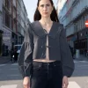 Tie Blouse+Lantern Sleeves+Peggy Collar - Puff & Pencil