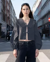 Tie Blouse+Lantern Sleeves+Peggy Collar - Puff & Pencil