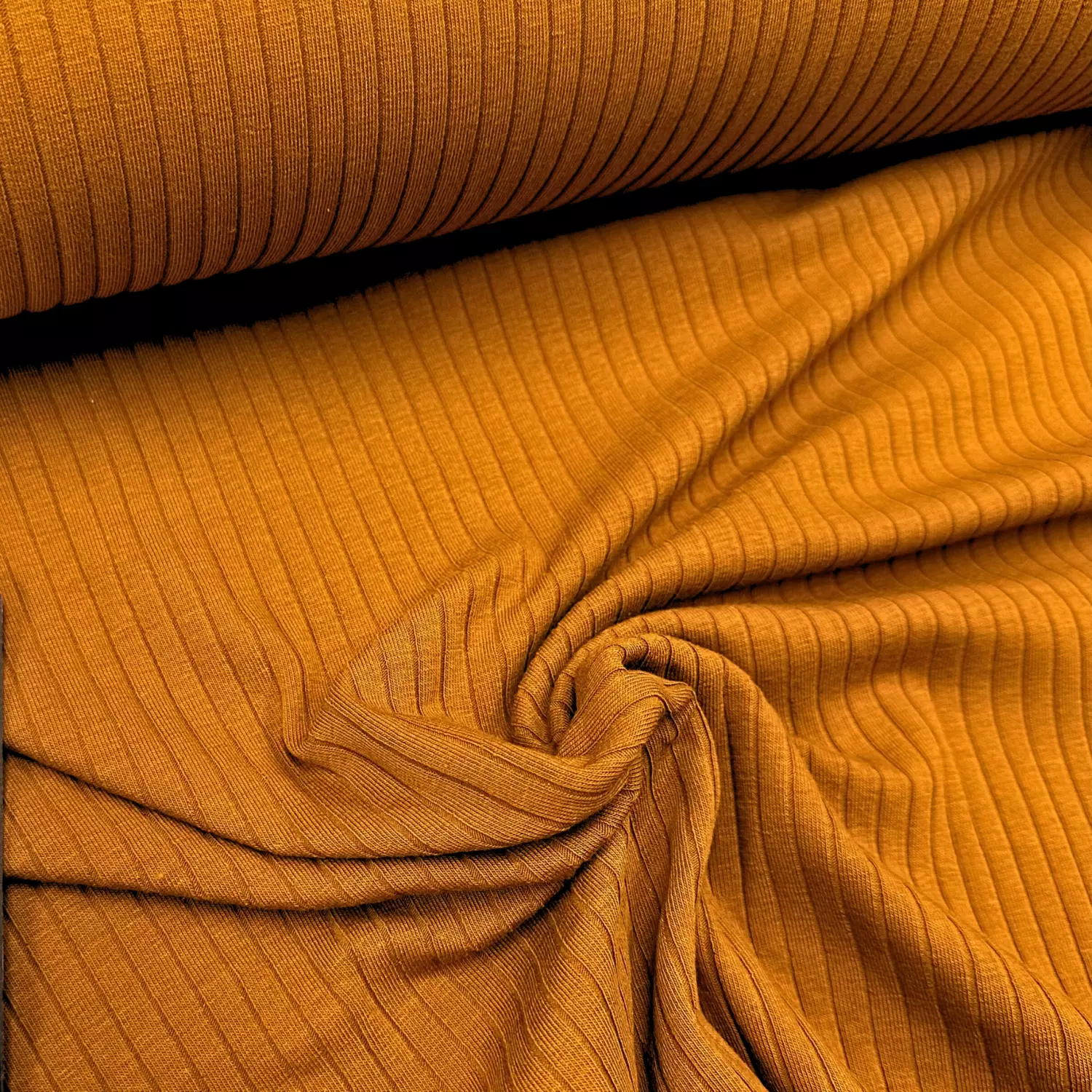 Gyllen Brun 053 - Økotex - Ribb-bomullsjersey