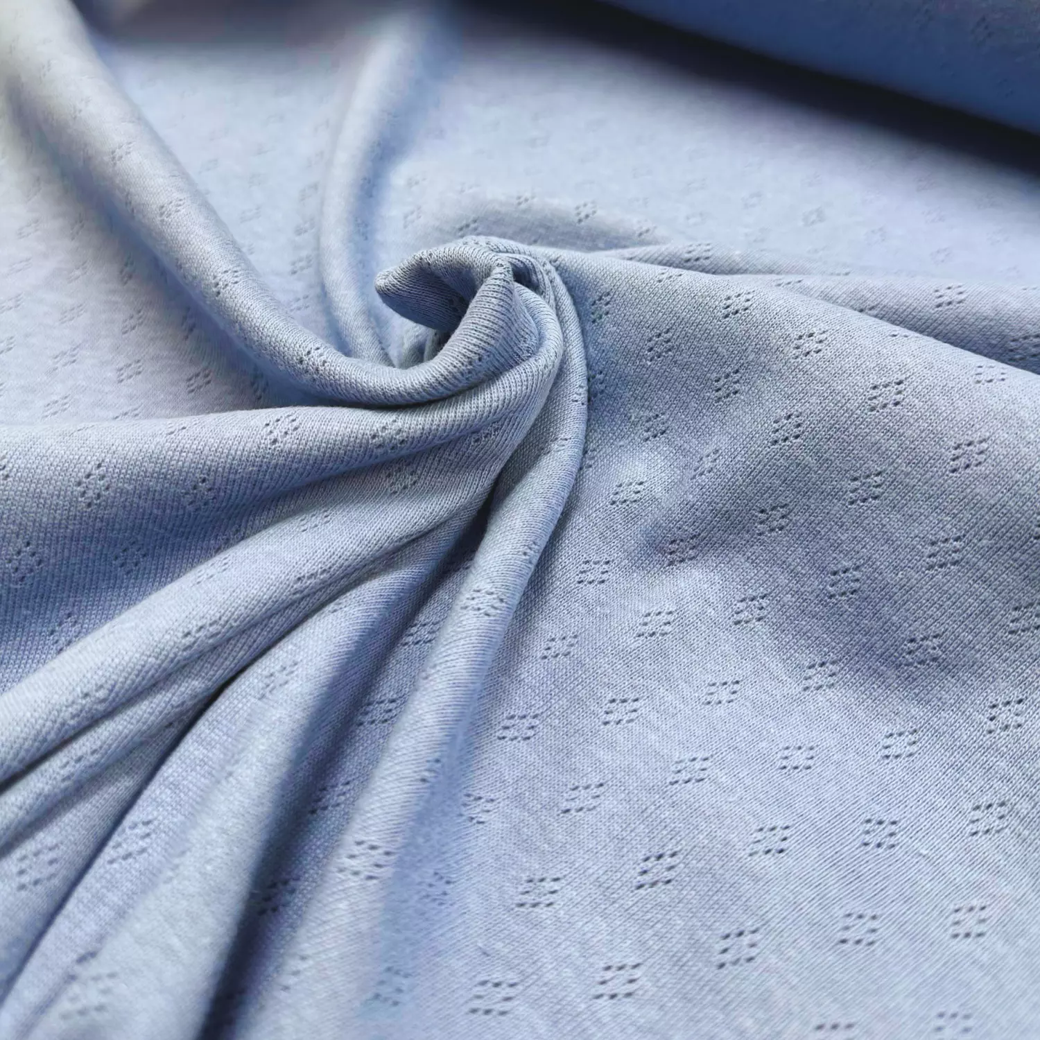 Blå 401 - Økotex - Pointelle bomullsjersey