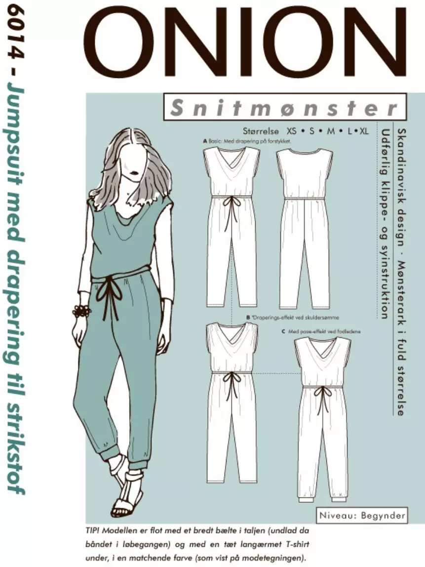 Jumpsuit med drapering - XS-XL - Onion 6014