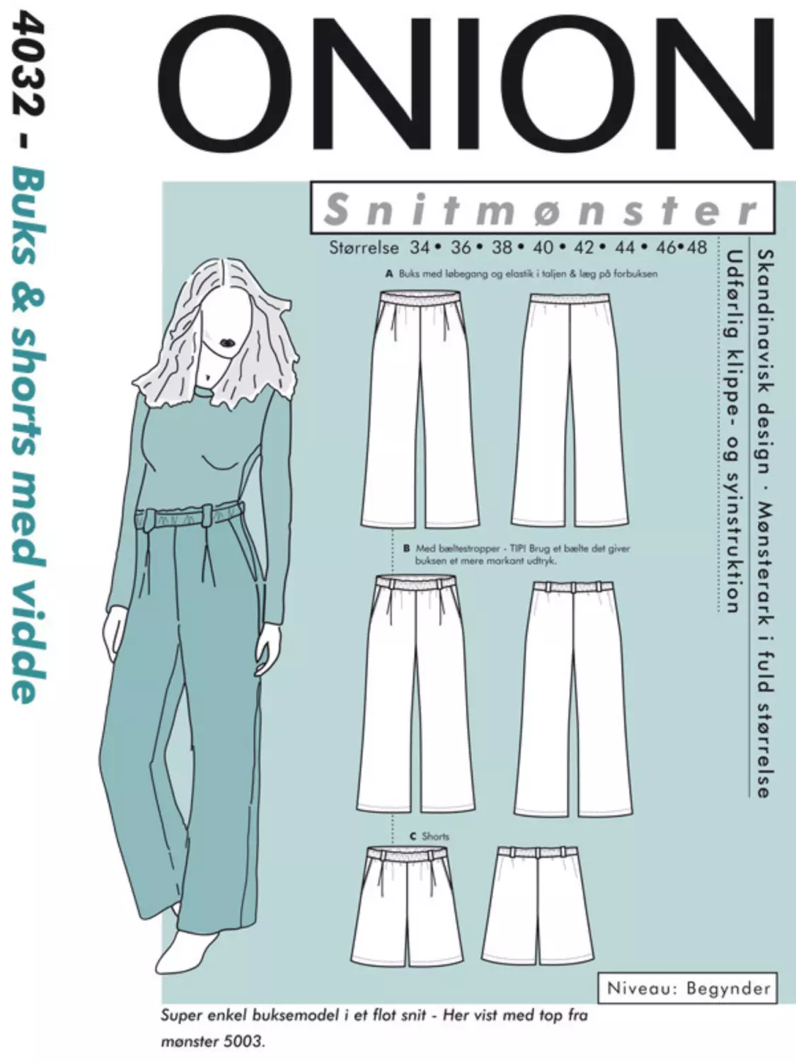 Bukse & Shorts med lett vidde - 34-48 - Onion 4032