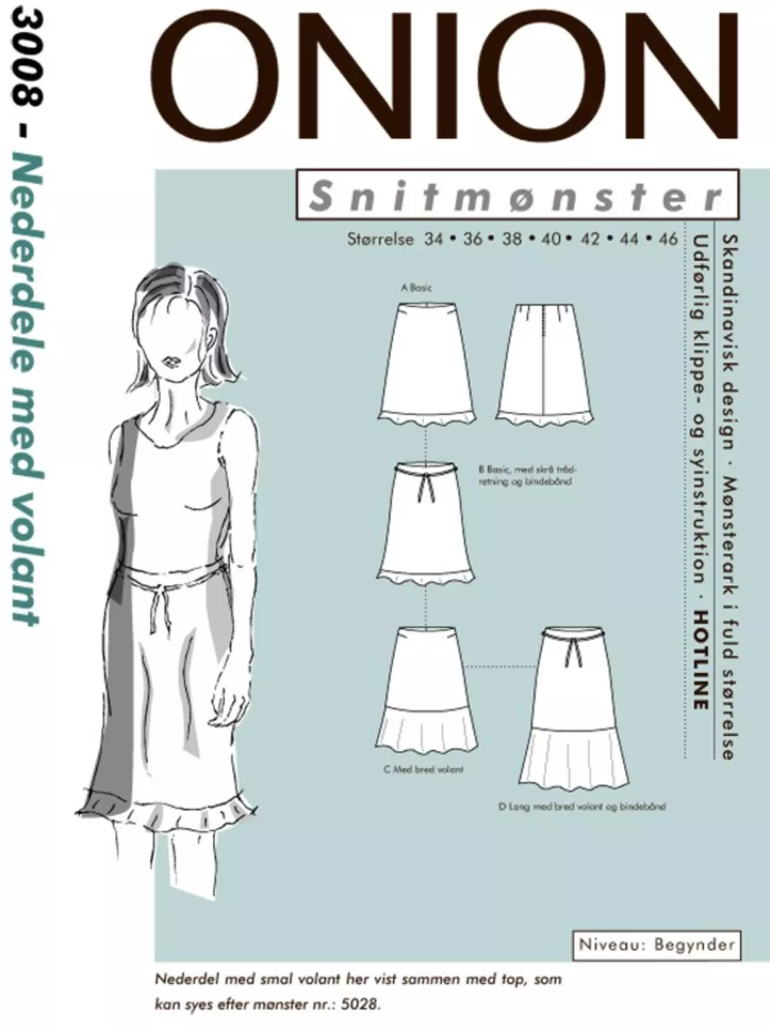 Skjørt med volang - 34-46 - Onion 3008