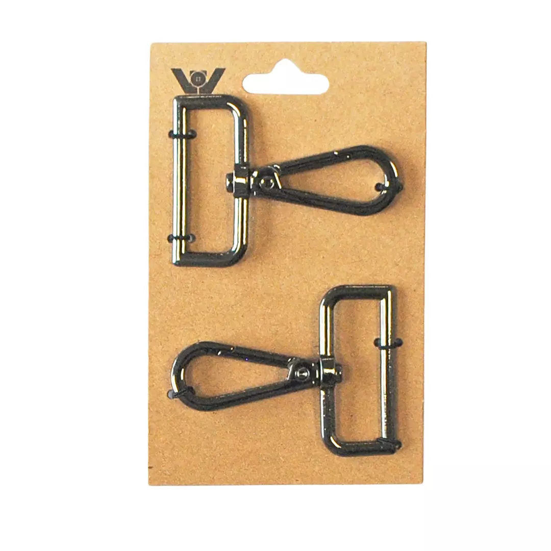 Gun metall – 38mm – 2stk karabinkrok