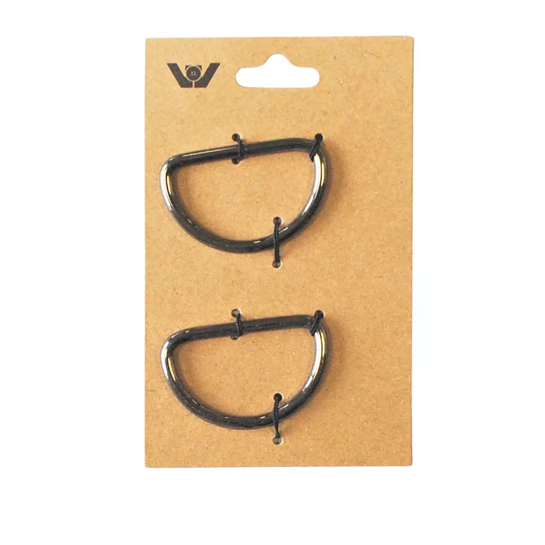 Gun metall - 38 cmm - 2stk - D-ring