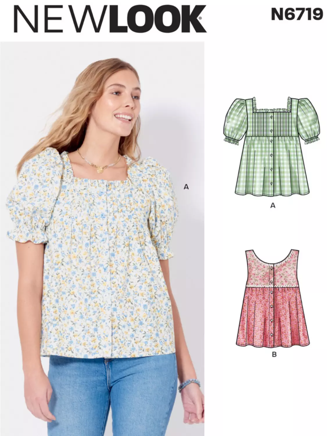 Topp med knapper - 34-44 - New Look 6719