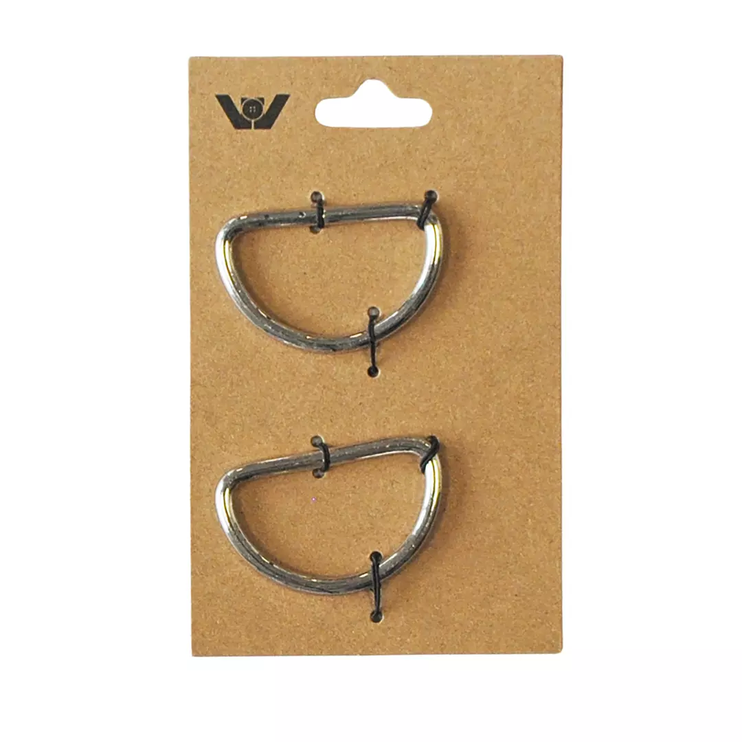 Sølv – 38mm - 2stk – D-ring
