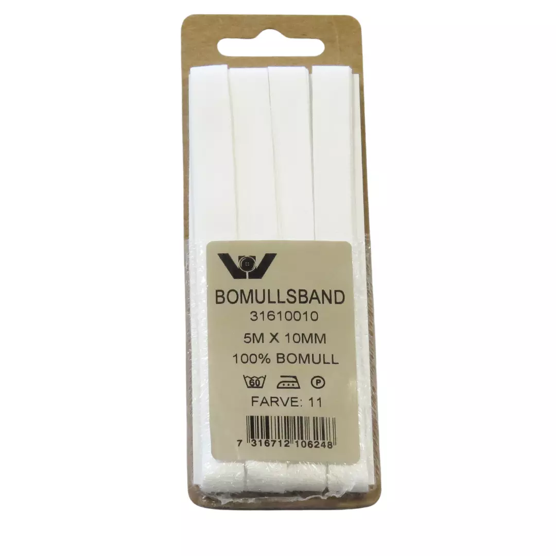Bendelbånd - Hvit - 10mm x 5m