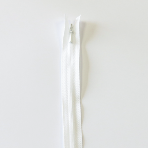 40cm/4mm – Hvit – Usynlig glidelås