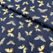 Butterfly Toss Navy - Garden Grace - Bomull
