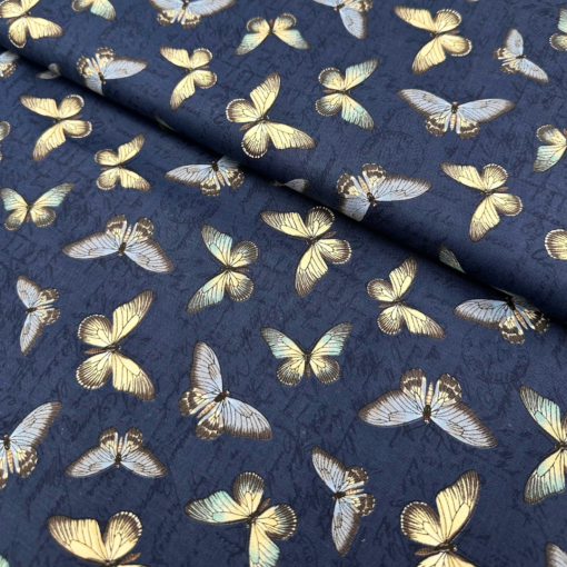 Butterfly Toss Navy - Garden Grace - Bomull