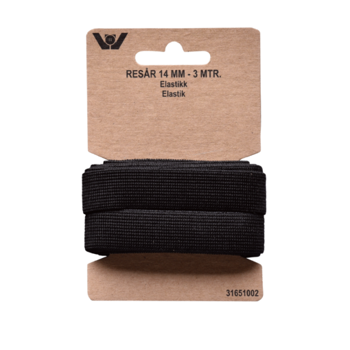Elastikk – Sort – 14mm – 3 mtr
