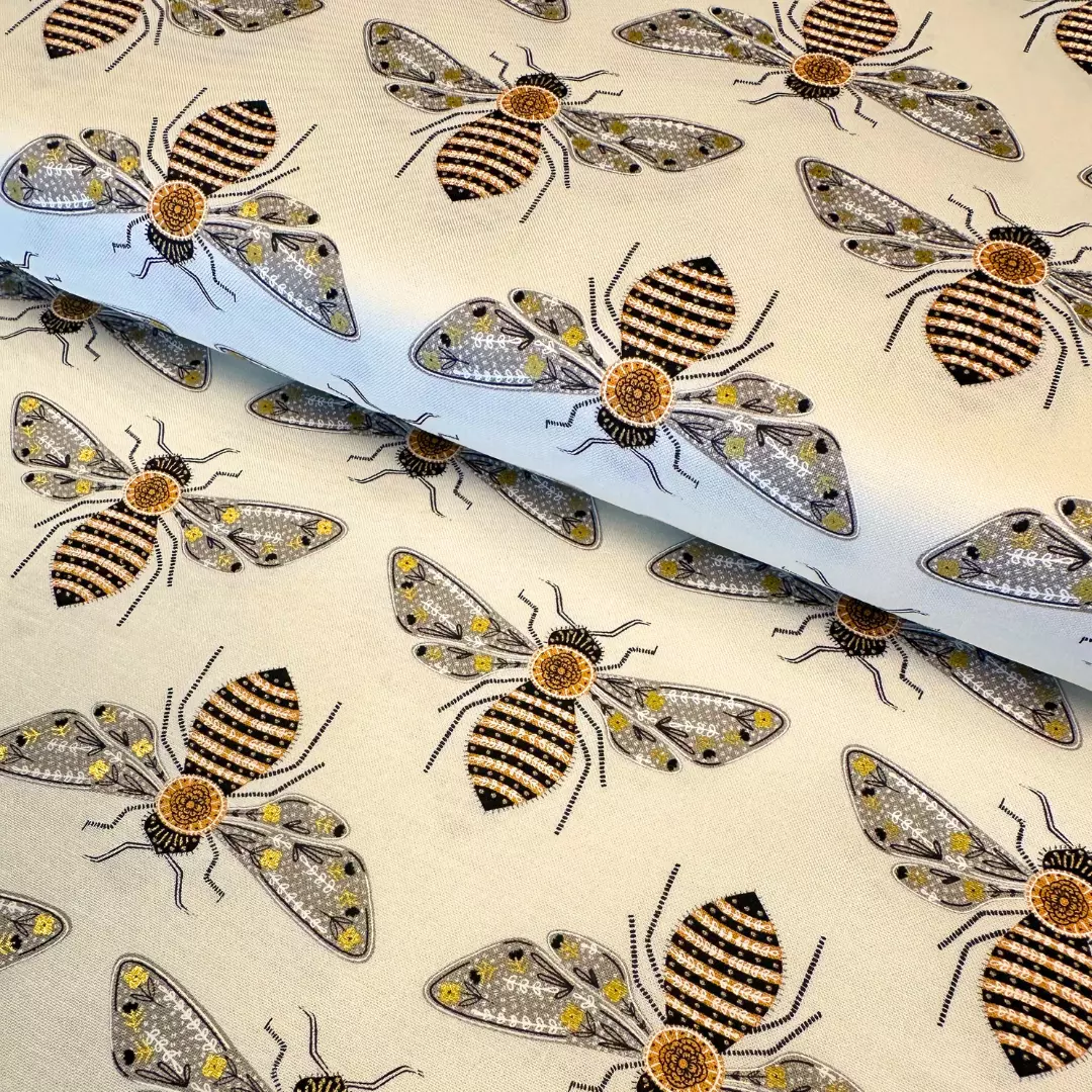 Metallic Porcelain 1111 – Bee Garden – Bomull