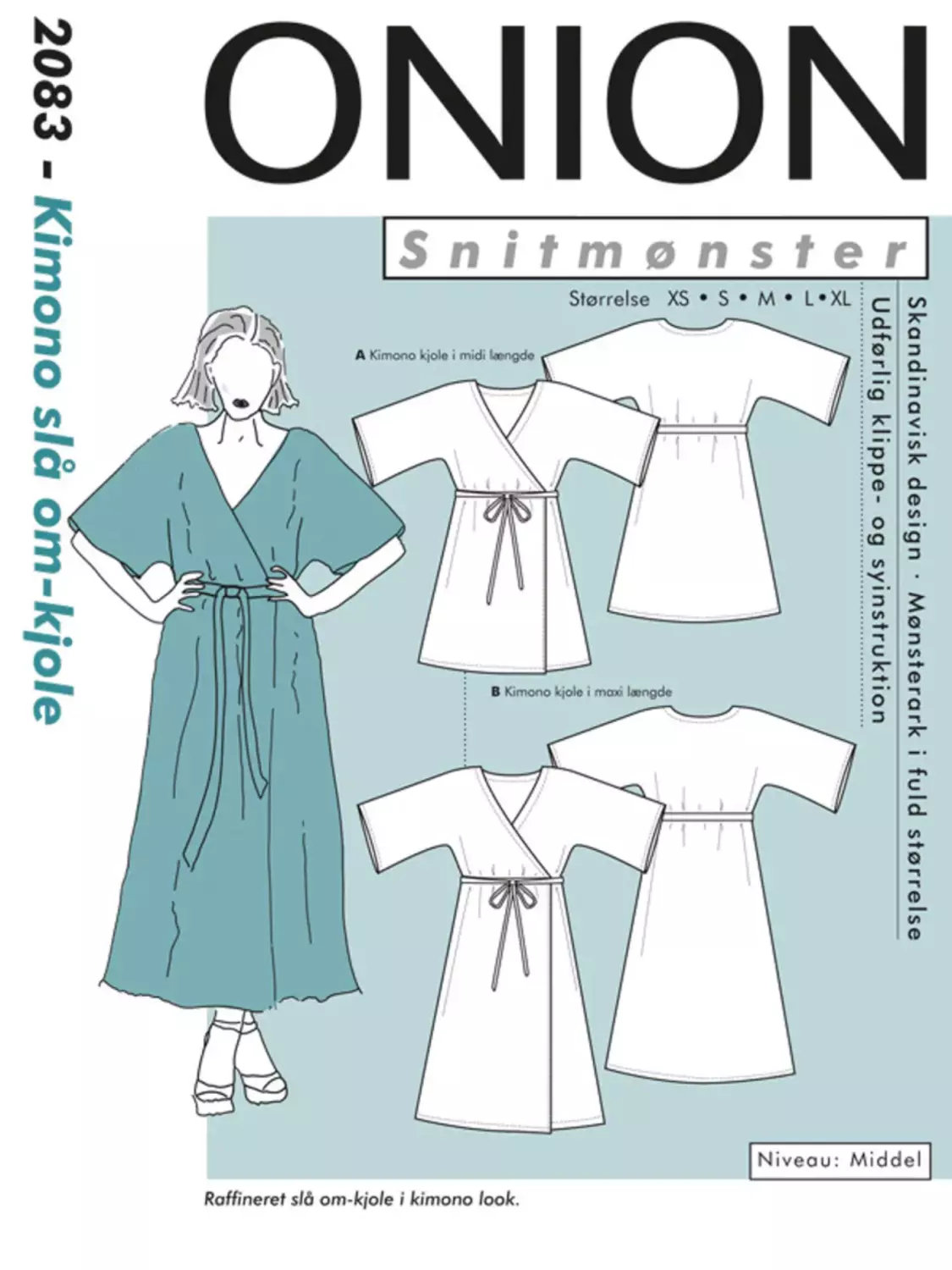 Kimono omslagskjole - XS-XL - Onion 2083