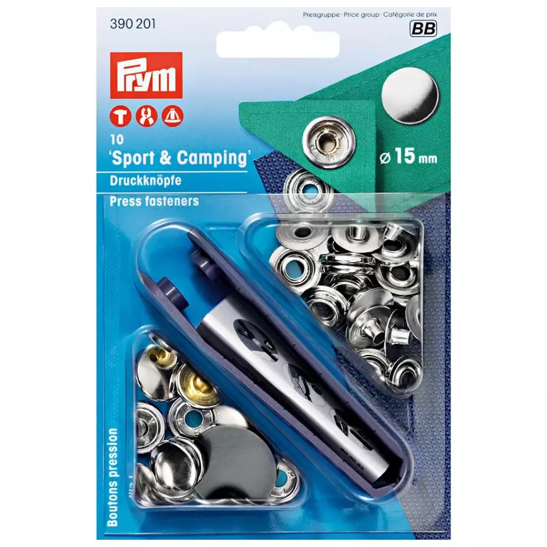 Trykknapper Sport & Camping - 15mm – Sølv