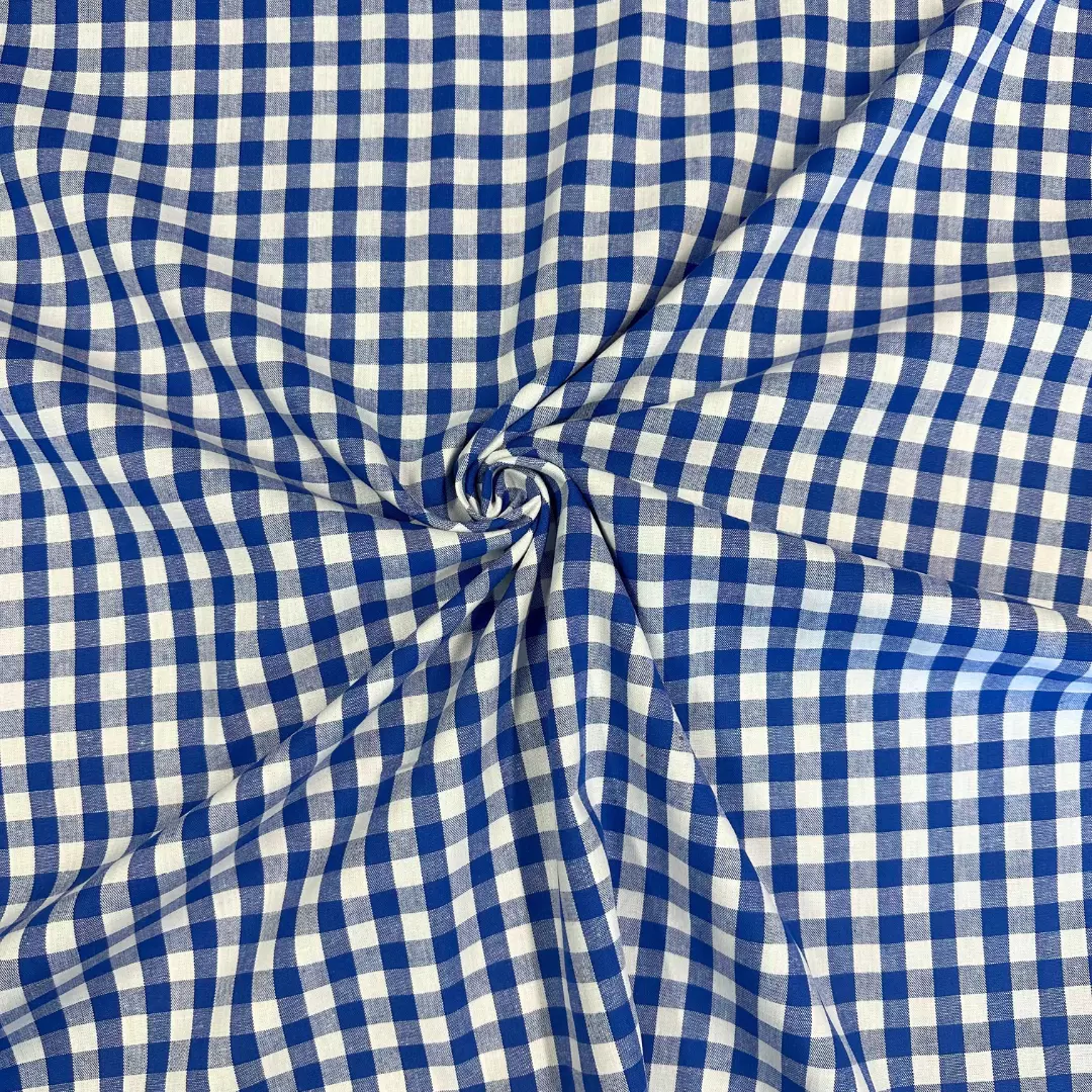 Blå ruter 1×1cm – Økotex - Bomullspoplin