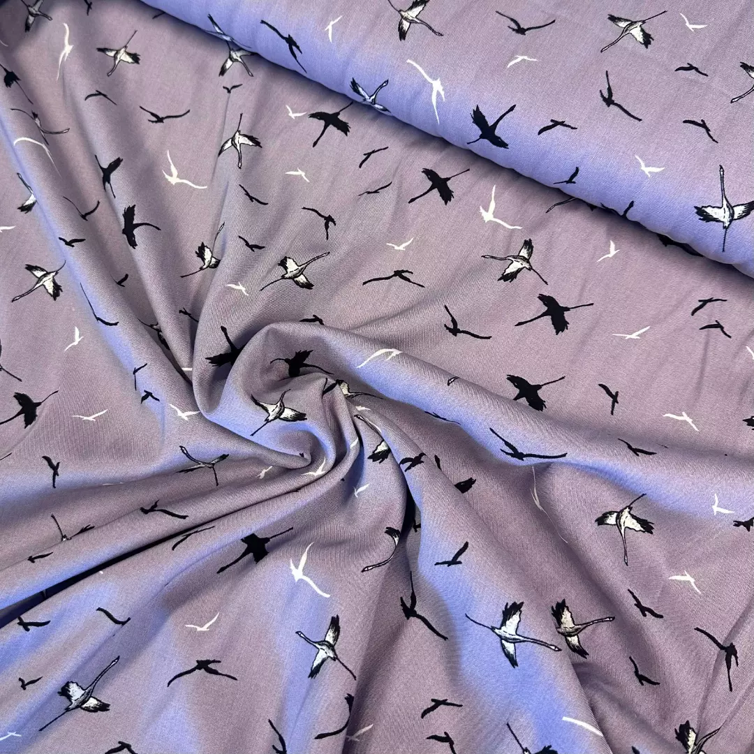 Tåket lavendel m/ fugler 043 – Økotex – Bambus