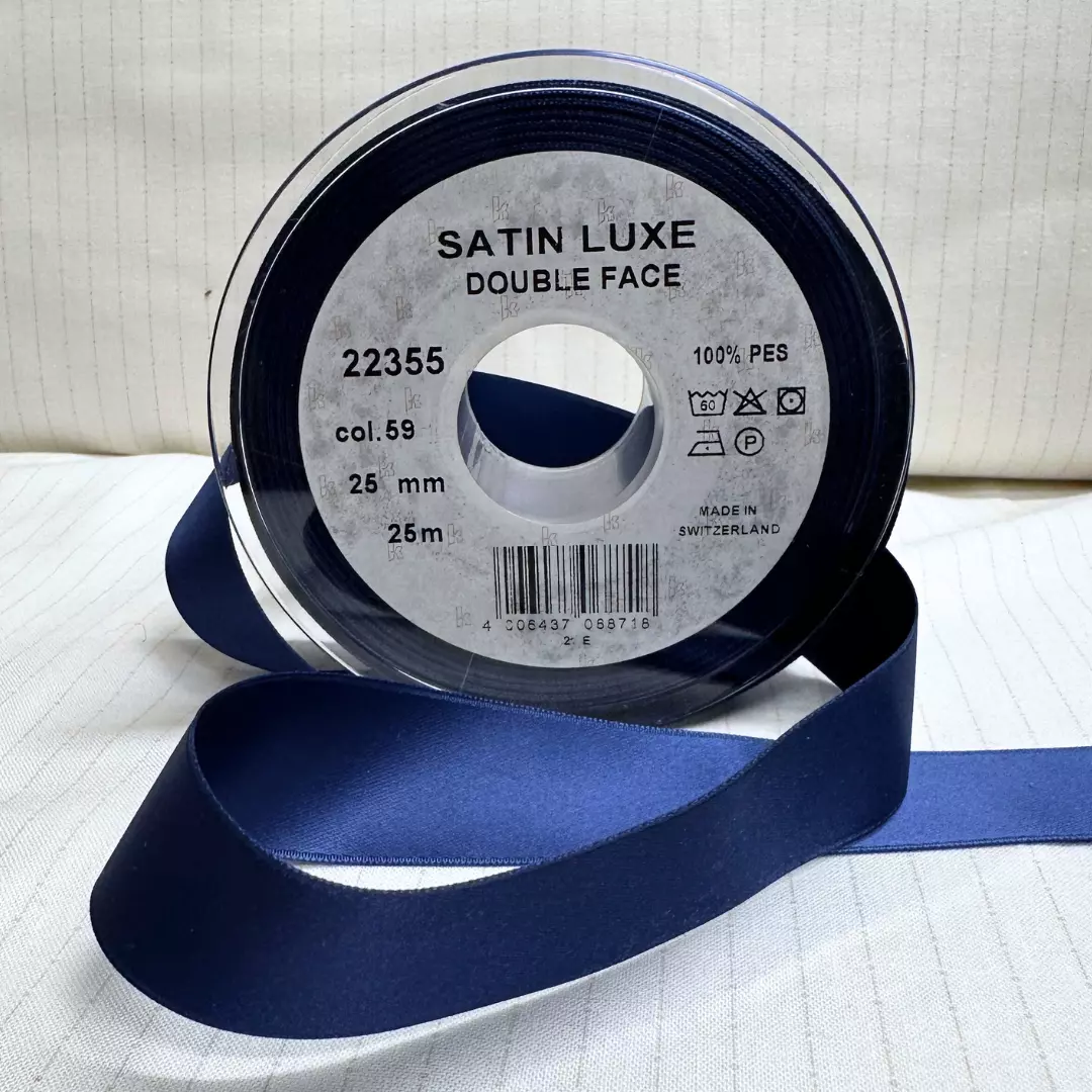 Blå fv.59 - 25mm - Satengbånd
