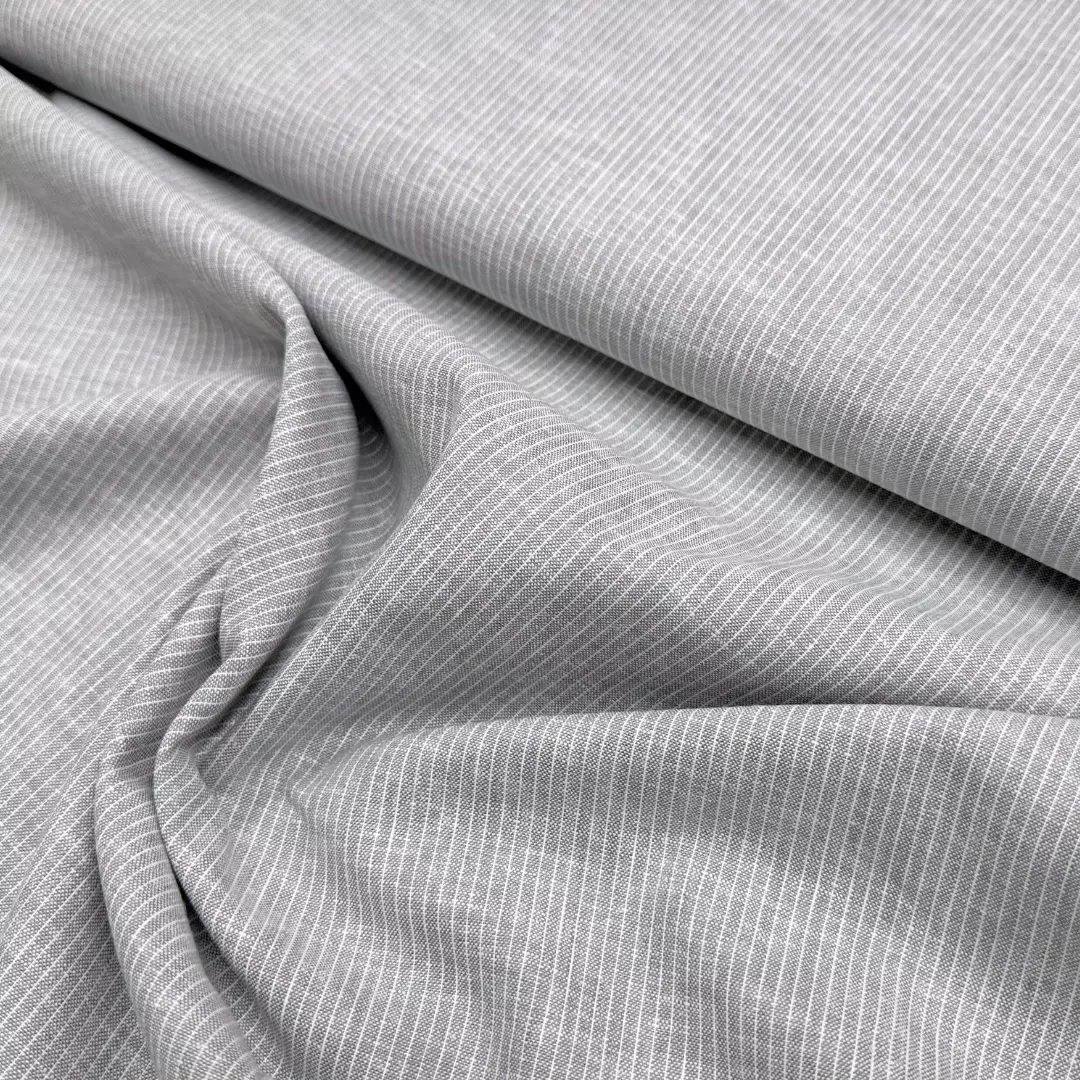 Pinstripe – Grå & Hvit – Økotex – Lin-bomull