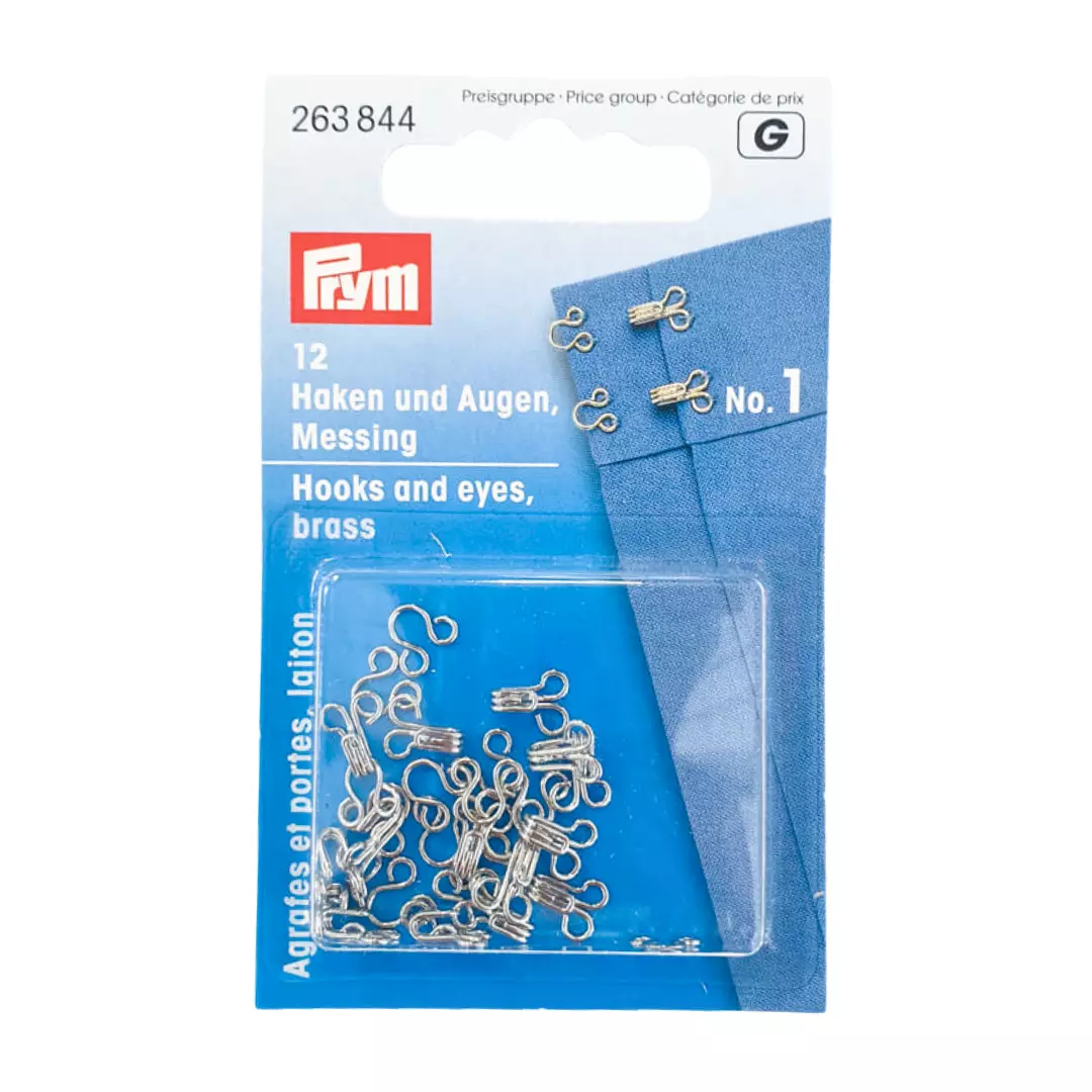 Hekter nr. 1 - Sølv - 12stk - Prym