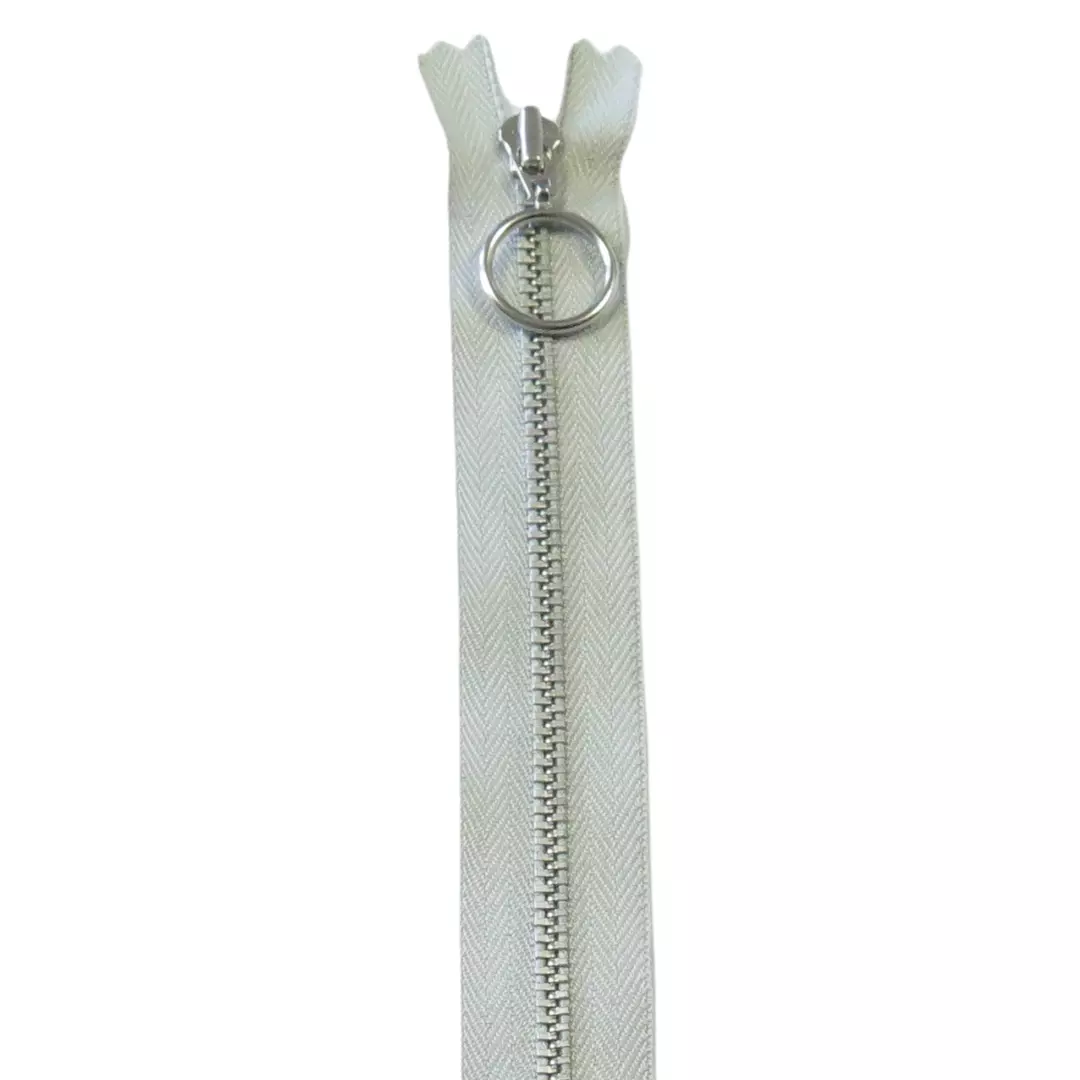 20cm/4mm – Lys grå – Metallglidelås m/ring