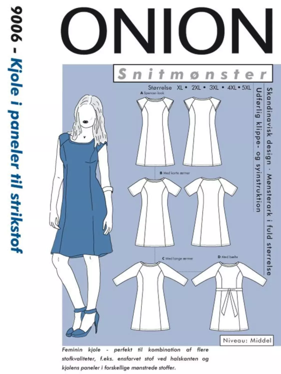 Kjole i paneler - XL-5XL - Onion 9006