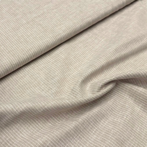Pinstripe - Beige & Hvit – Økotex – Lin-bomull